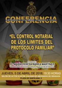 Conferencia “El control notarial de los límites del Protocolo Familiar”