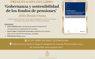 Félix Benito Osma presentará en la Academia su nuevo libro sobre fondos de pensiones, obra ganadora en 2023 del Premio Luis de Angulo